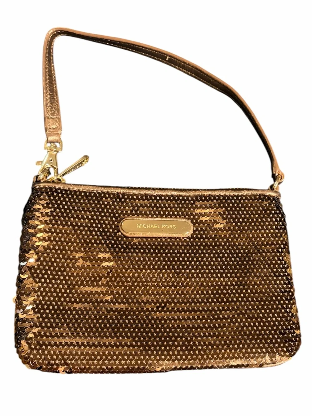 Michael Kors Bronze Metalic Sequin Wristlet Clutch